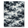 Moody Monochrome Ink Wash Storm Sky Rug