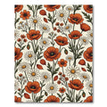 Vintage Orange Poppy and Daisy Field Rug