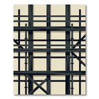 Black Grid Abstract Geometric Layout Rug