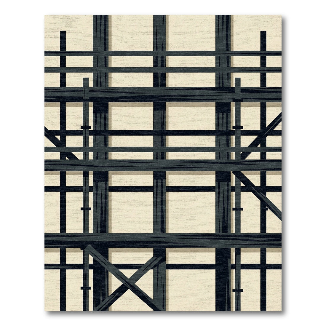 Black Grid Abstract Geometric Layout Rug