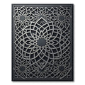 Silver Geometric Medallion Interlocking Lattice Rug