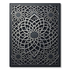 Silver Geometric Medallion Interlocking Lattice Rug