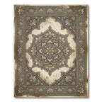 Vintage Gray Floral Arabesque Medallion Rug