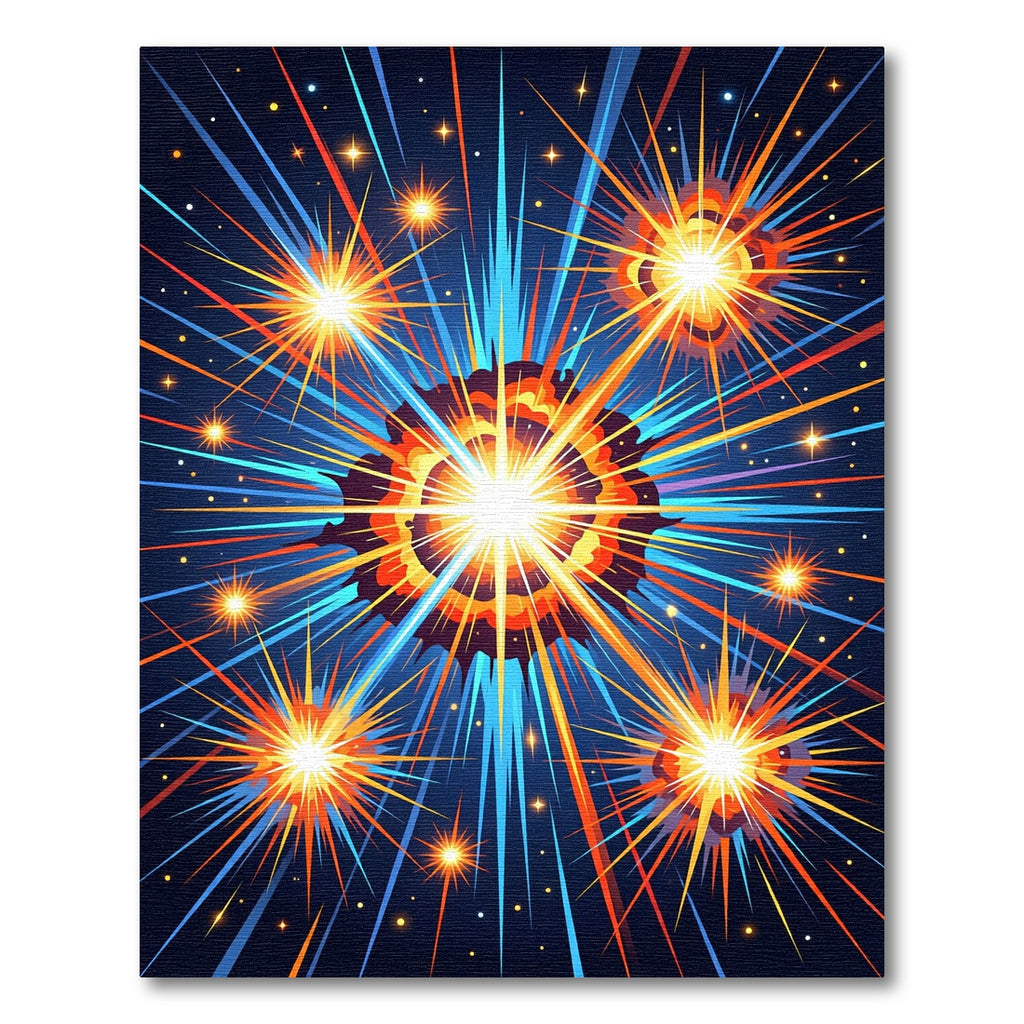 Vibrant Cosmic Starburst Abstract Radiance Rug