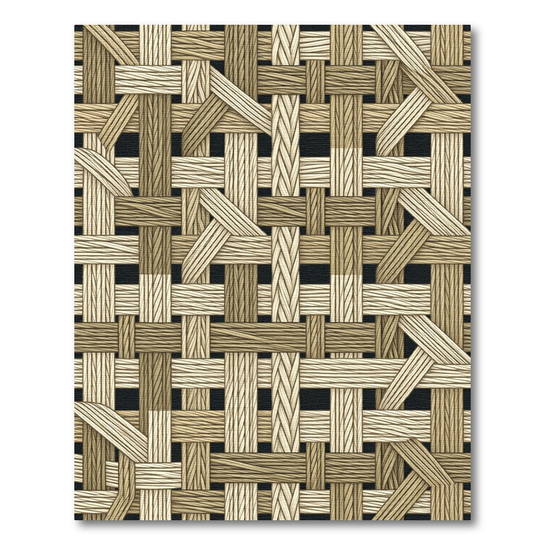 Natural Woven Texture Interlocking Bars Rug