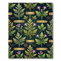 Dark Botanical Herbarium Gold Floral Tapestry Rug