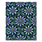 Dark Blue Passion Flower Botanical Rug