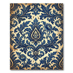 Ornate Royal Blue Floral Damask Rug