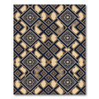 Navy Gold Traditional Geometric Medallion Rug
