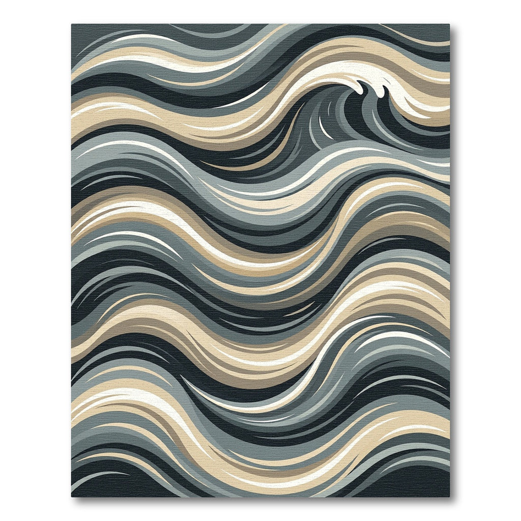 Gray Tan Swirling Abstract Wave Rug