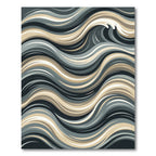 Gray Tan Swirling Abstract Wave Rug