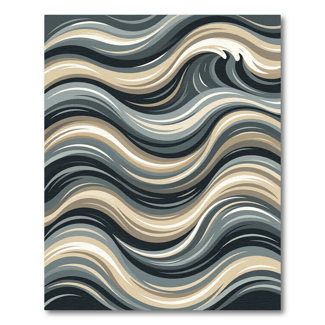 Gray Tan Swirling Abstract Wave Rug
