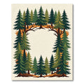 Evergreen Forest Pine Tree Border Rug