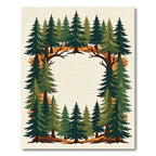 Evergreen Forest Pine Tree Border Rug