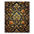 Elegant Antique Gold Floral Damask Rug