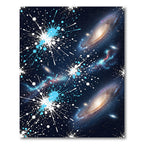 Cosmic Blue Galaxy Splatter Explosion Rug