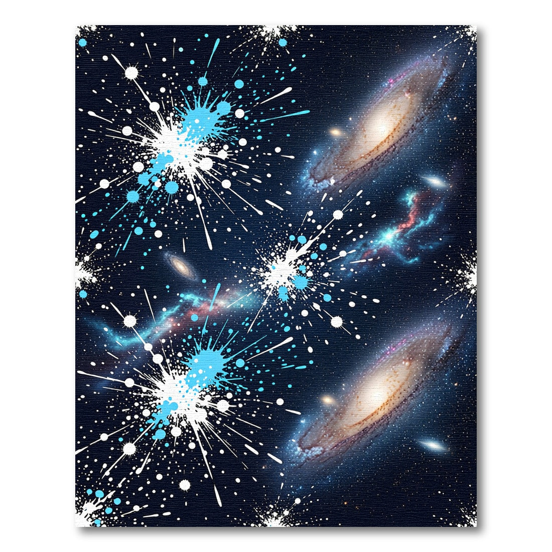 Cosmic Blue Galaxy Splatter Explosion Rug