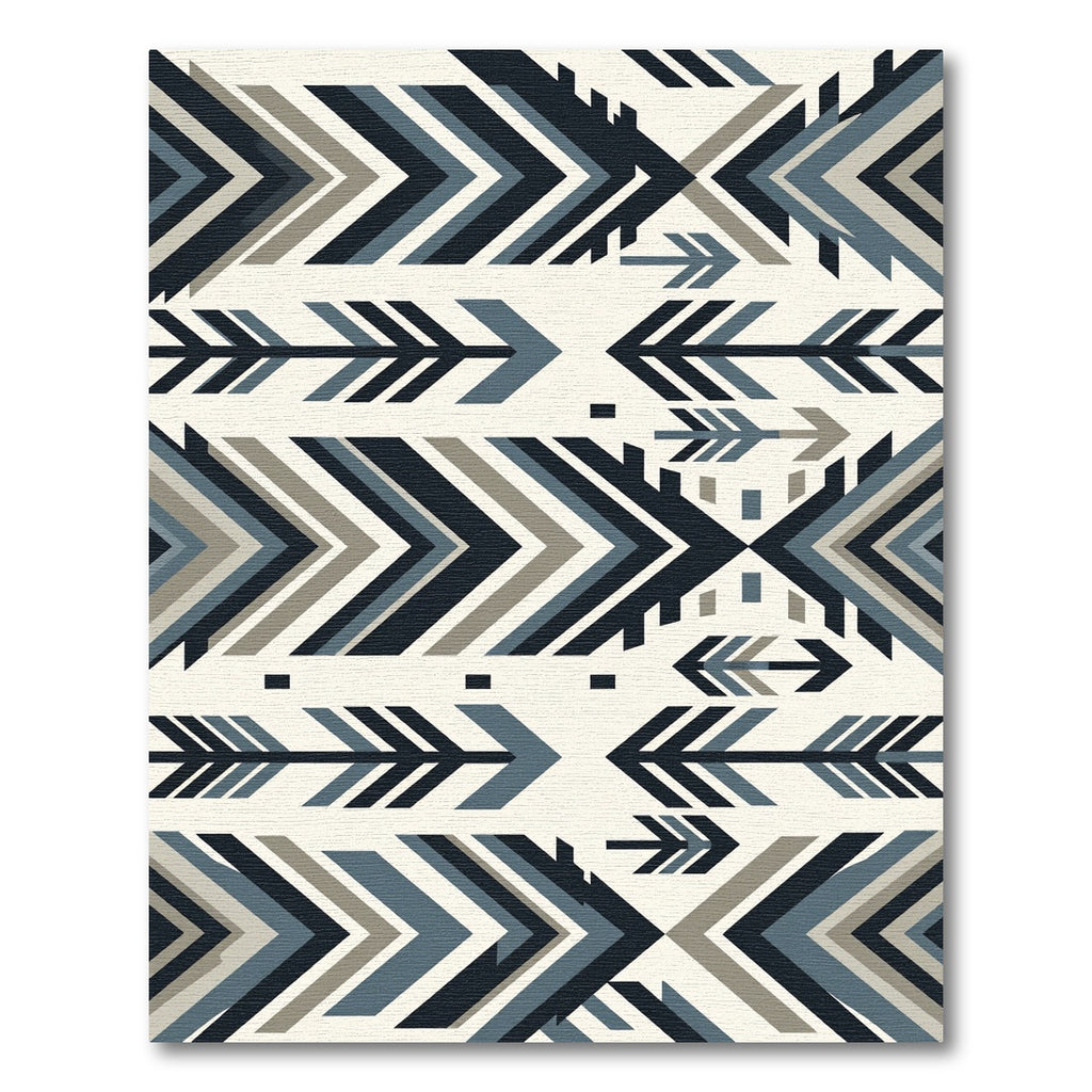 Modern Blue Geometric Arrow Chevron Rug