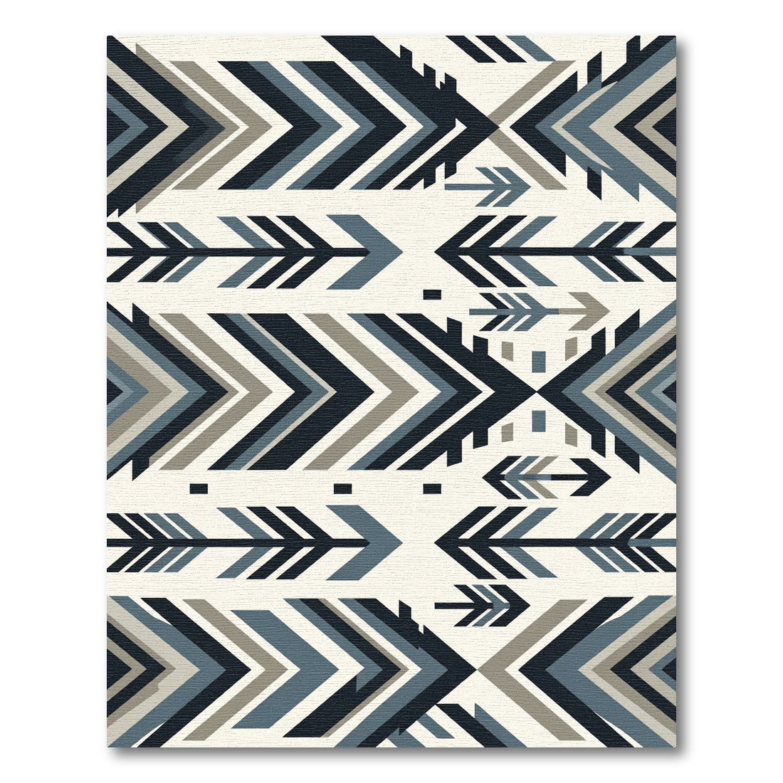 Modern Blue Geometric Arrow Chevron Rug