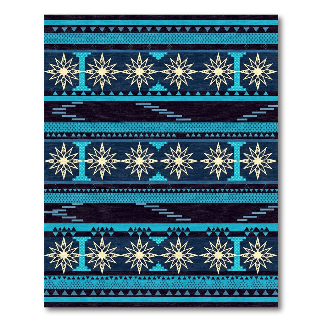 Navajo Blue Star Geometric Stripe Rug