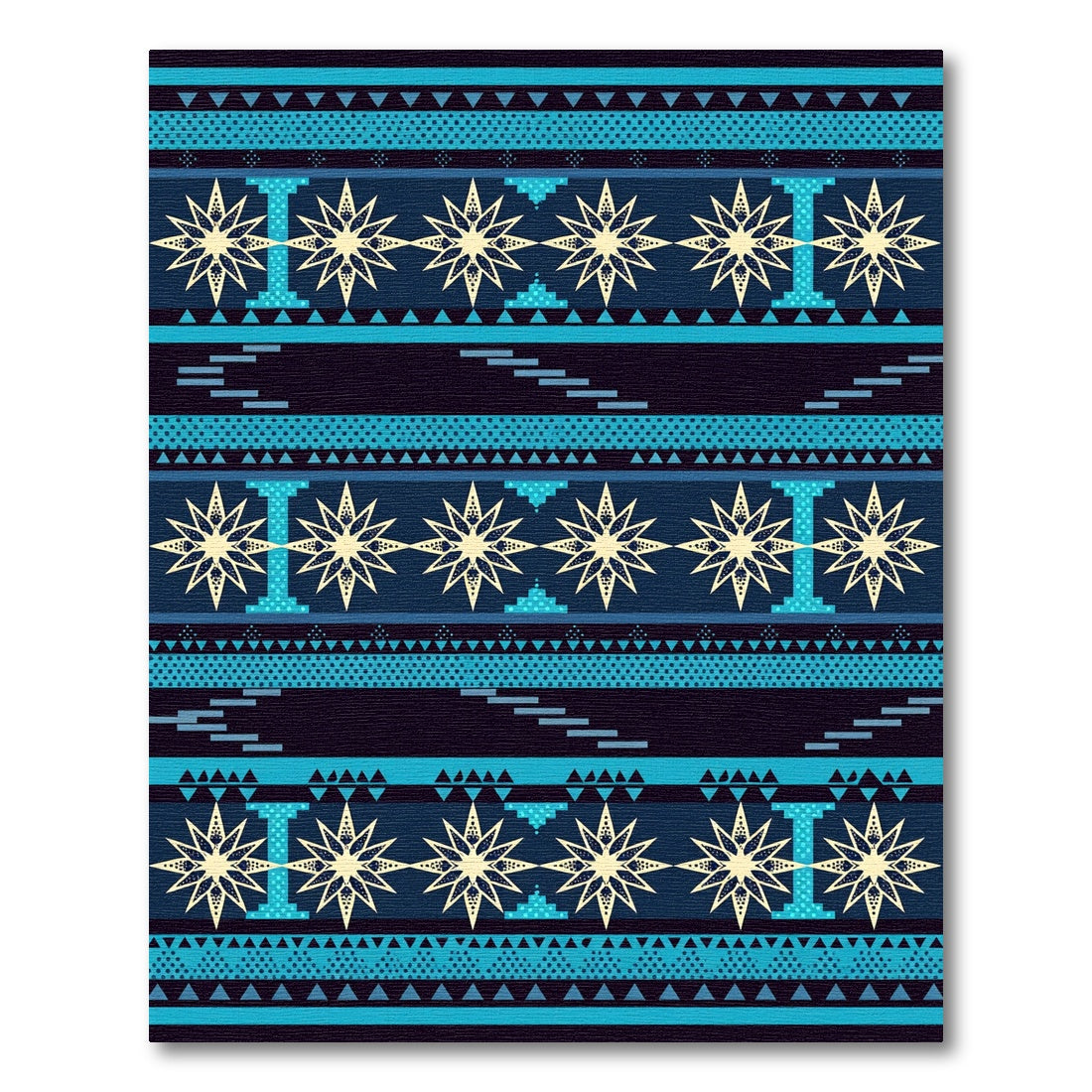 Navajo Blue Star Geometric Stripe Rug