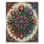 Vibrant Floral Mandala Jewel Medallion Rug
