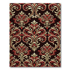 Red Gold Baroque Scroll Rug
