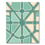 Modern Mint Green Geometric Road Network Rug