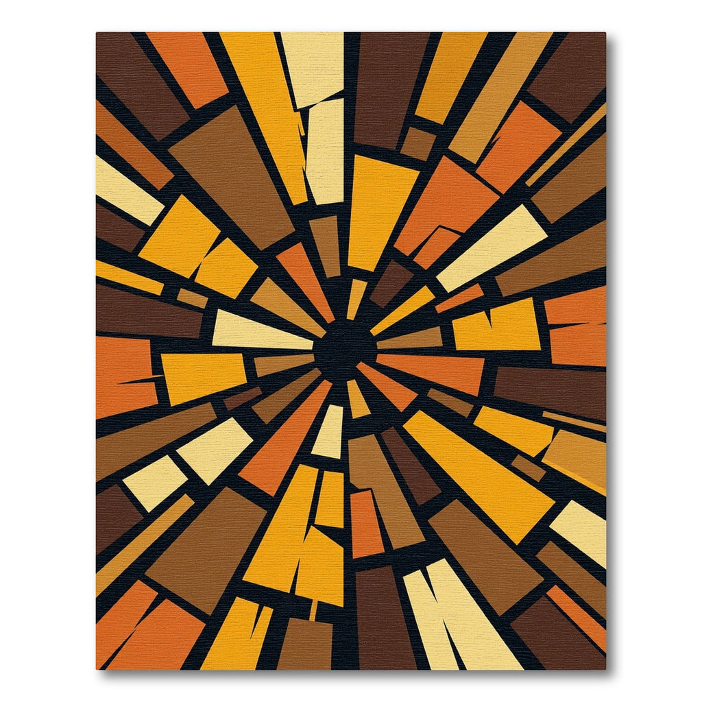 Retro Abstract Sunburst Brown Orange Rug