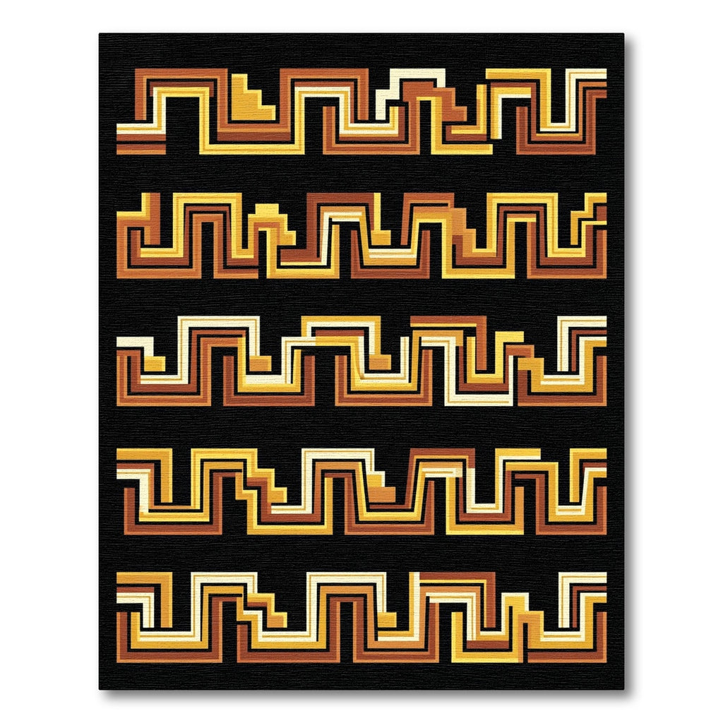 Retro Geometric Maze Lines Rug