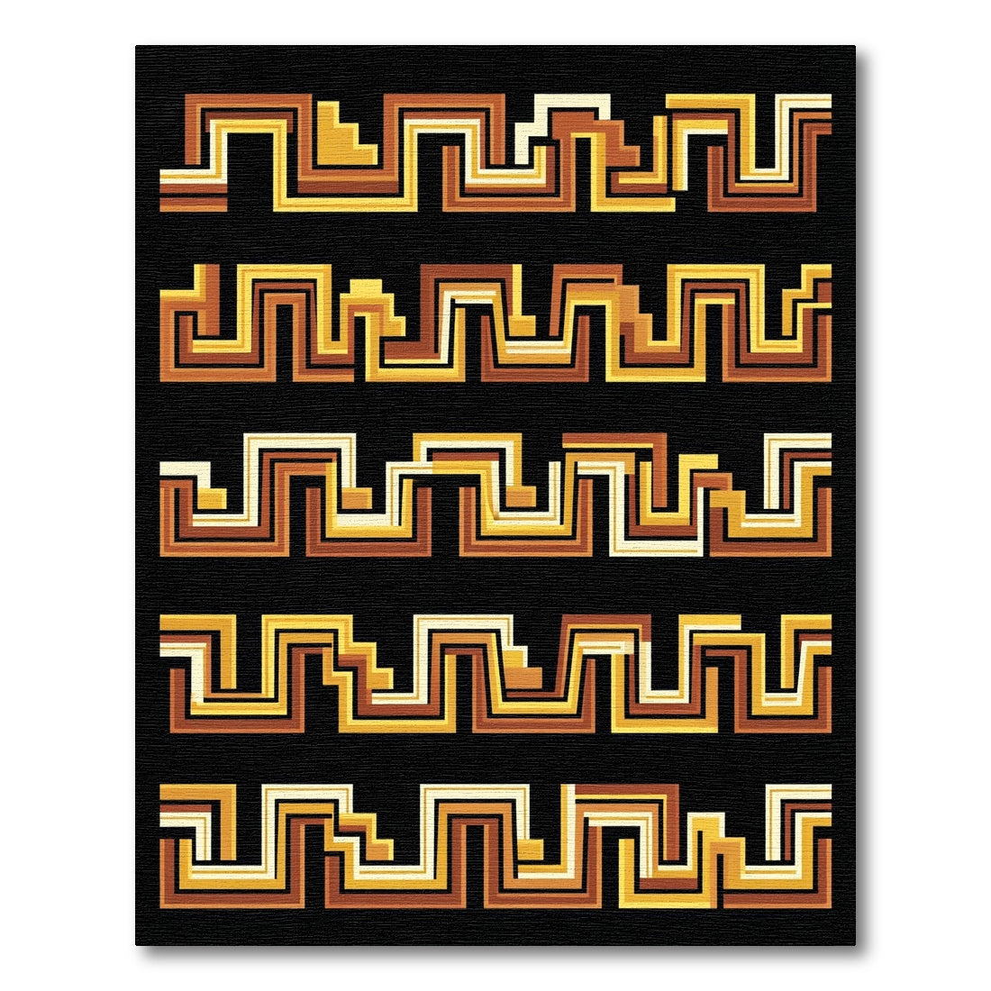 Retro Geometric Maze Lines Rug
