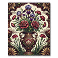 Midnight Burgundy Iris and Rose Bouquet Rug