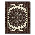 Earthy Brown Tribal Mandala Medallion Rug