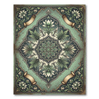 Sage Botanical Filigree Scroll Medallion Rug