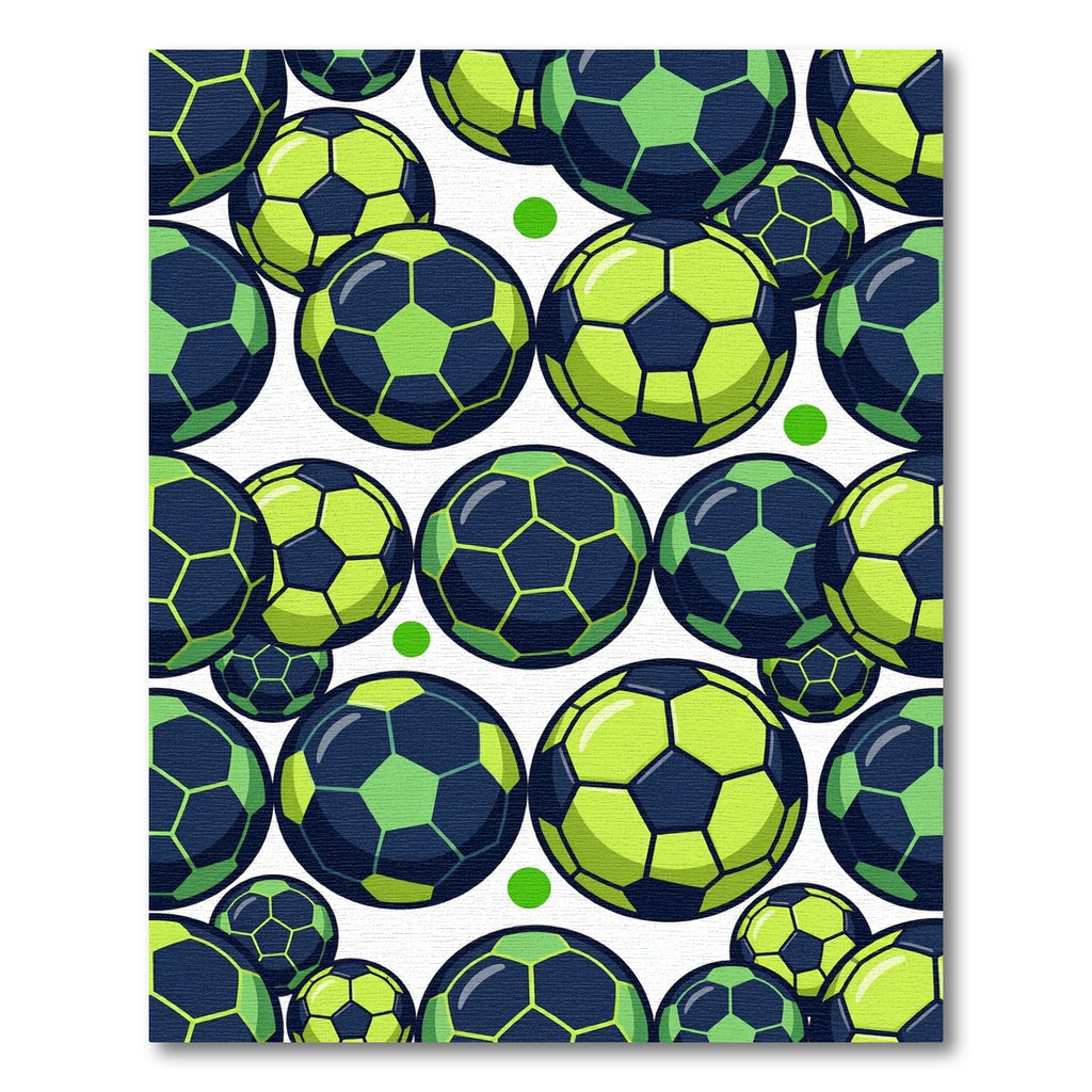 Vibrant Neon Soccer Ball Graphic Rug