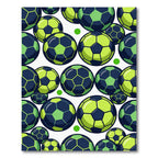 Vibrant Neon Soccer Ball Graphic Rug