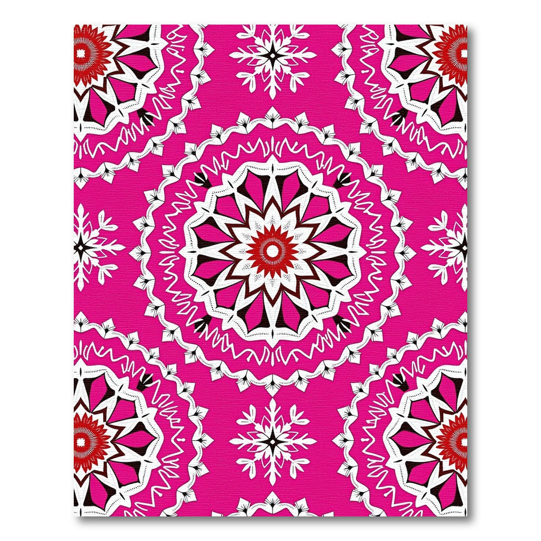 Vibrant Pink Floral Mandala Medallions Rug