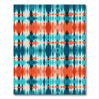 Deep Teal Coral Tie Dye Stripes Rug