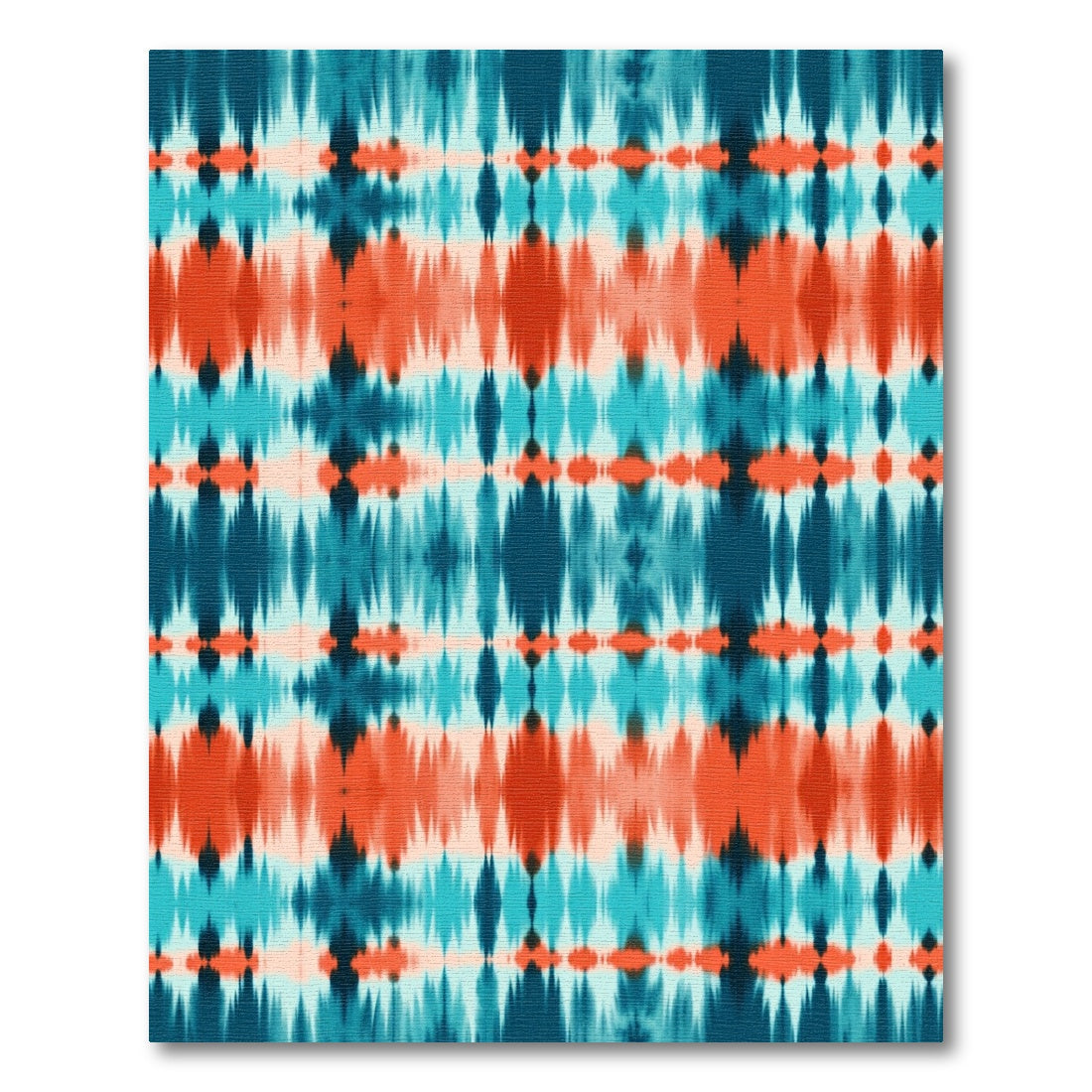 Deep Teal Coral Tie Dye Stripes Rug