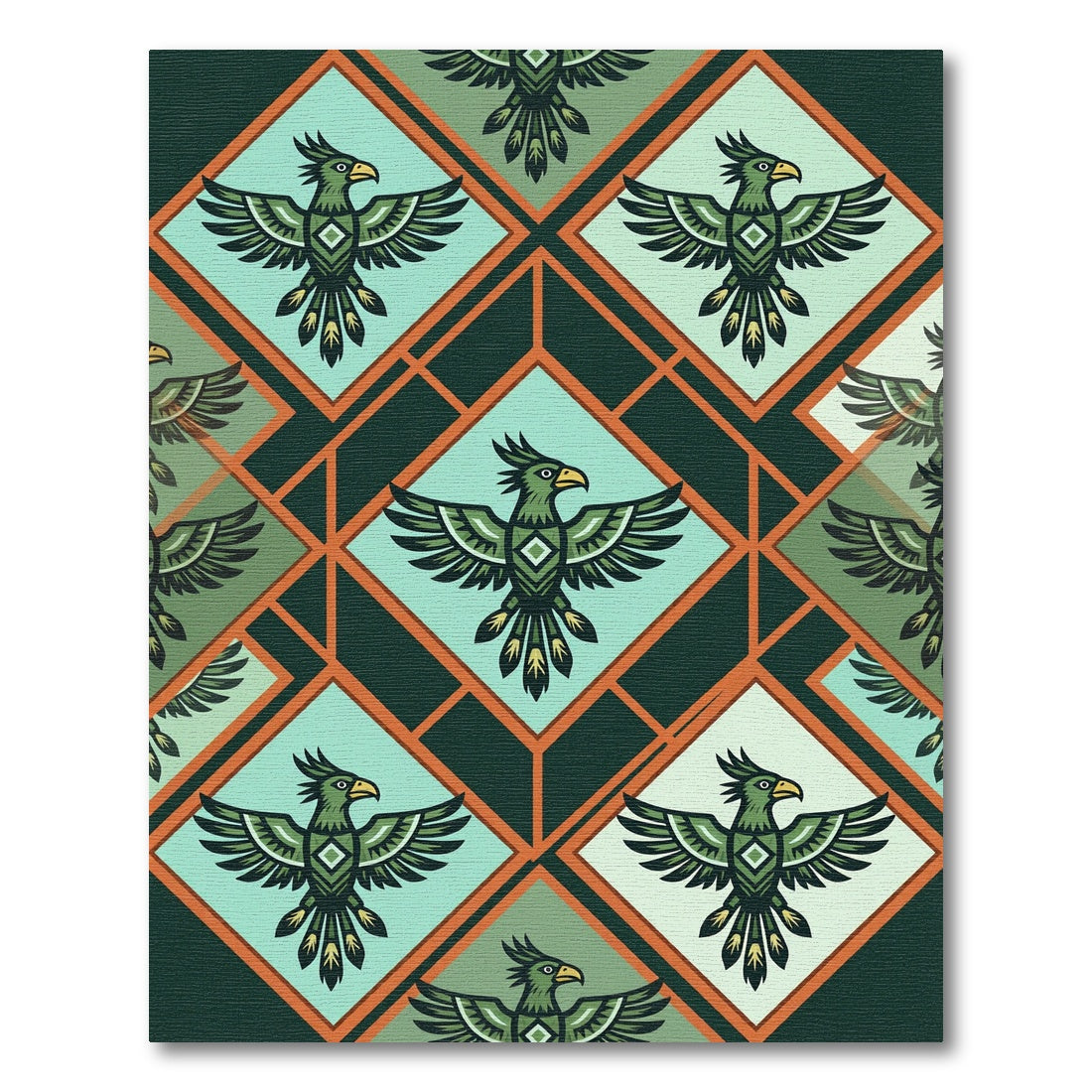 Green Eagle Diamond Geometric Arrangement Rug