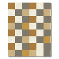 Earthy Toned Distressed Checkerboard Grid Rug