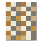 Earthy Toned Distressed Checkerboard Grid Rug