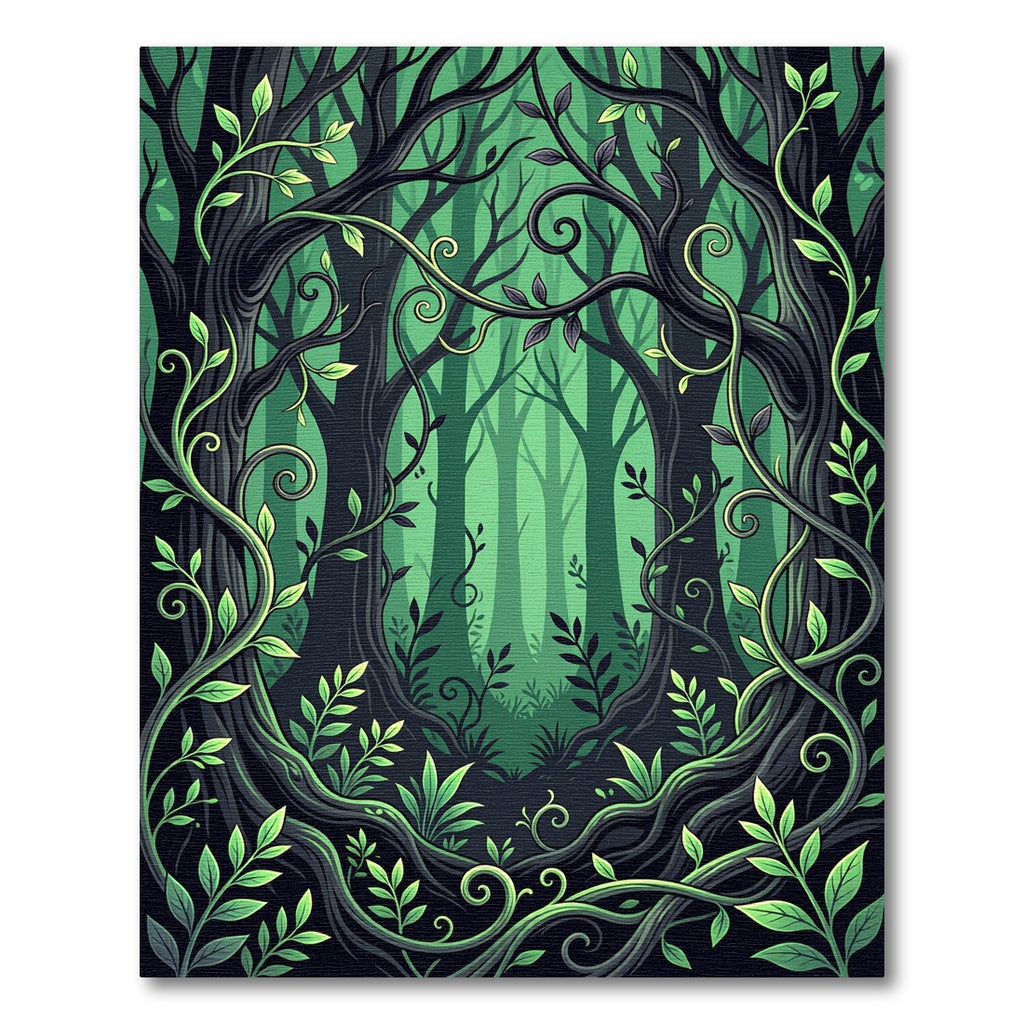 Enchanted Emerald Forest Willow Branch Rug