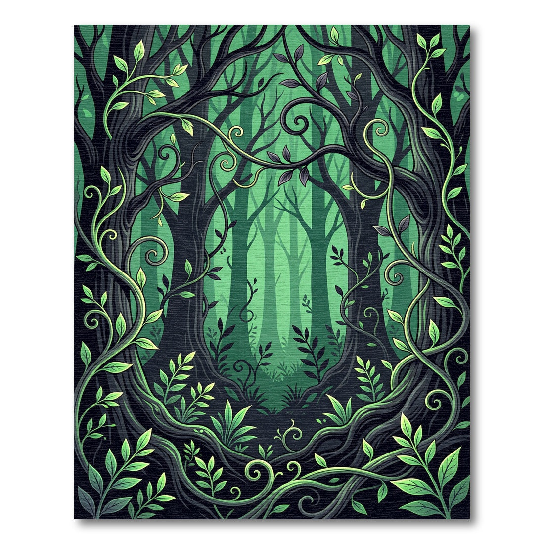 Enchanted Emerald Forest Willow Branch Rug