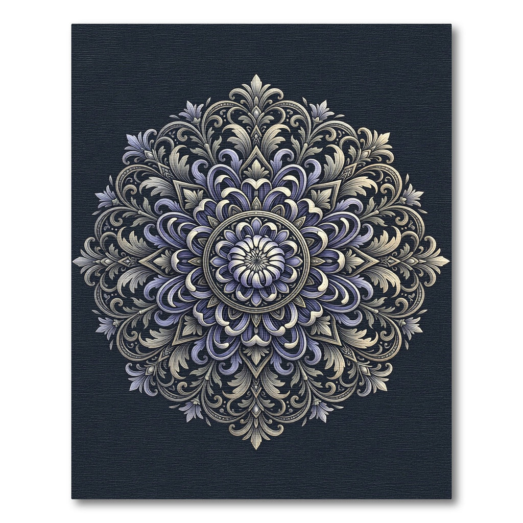 Elegant Lavender Cream Swirl Medallion Rug