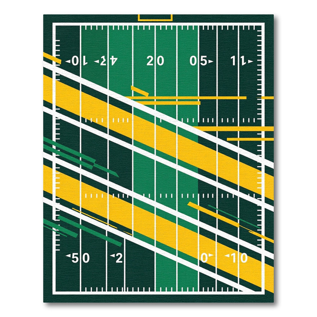 Modern Geometric Green and Yellow Field Rug