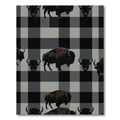 Rustic Gray Plaid Bison Graphic Rug