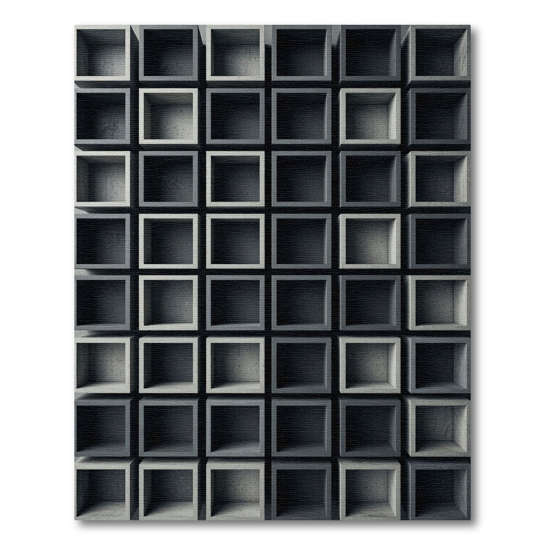 Minimalist Monochrome Architectural Cubic Grid Rug