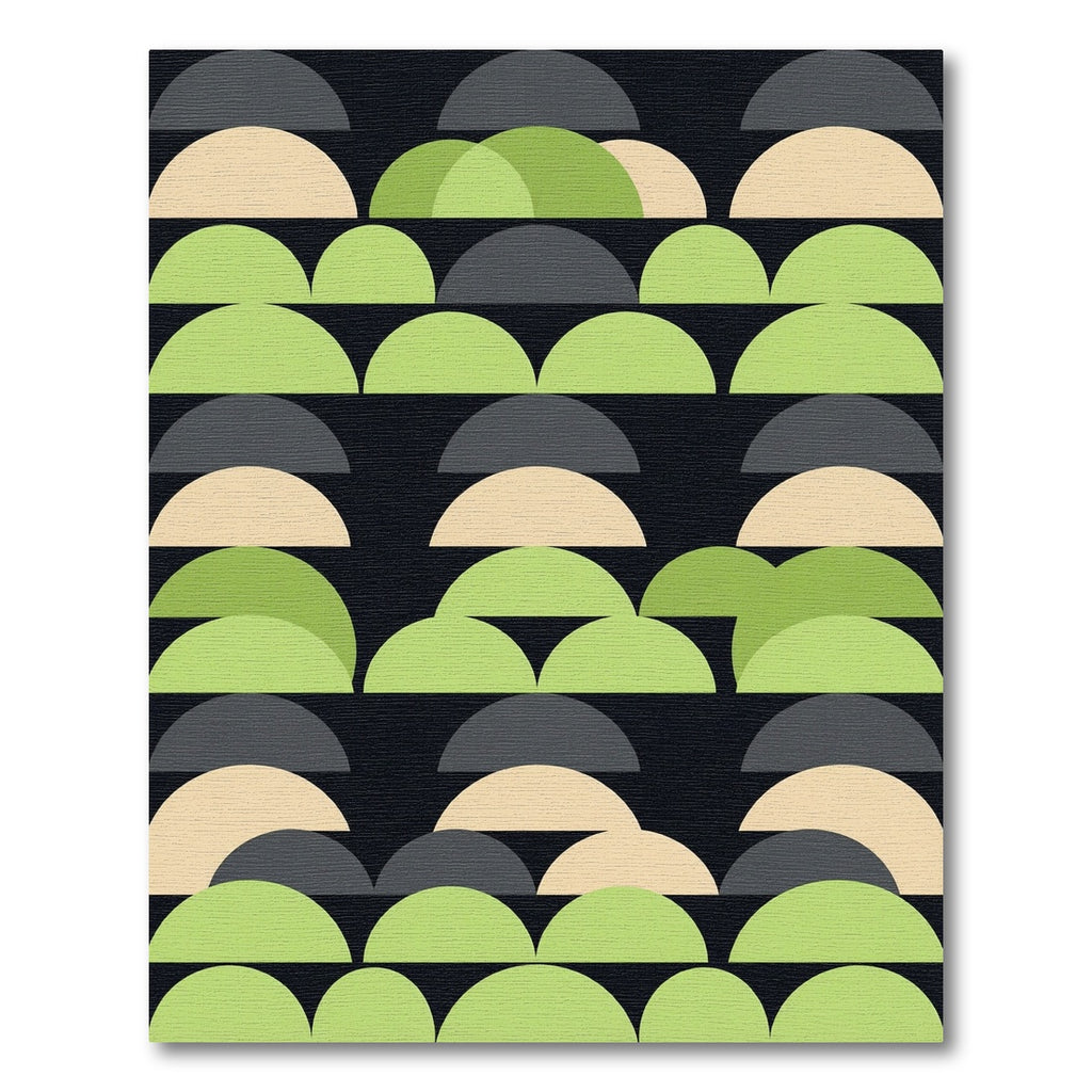 Modern Sage and Charcoal Geometric Arch Rug