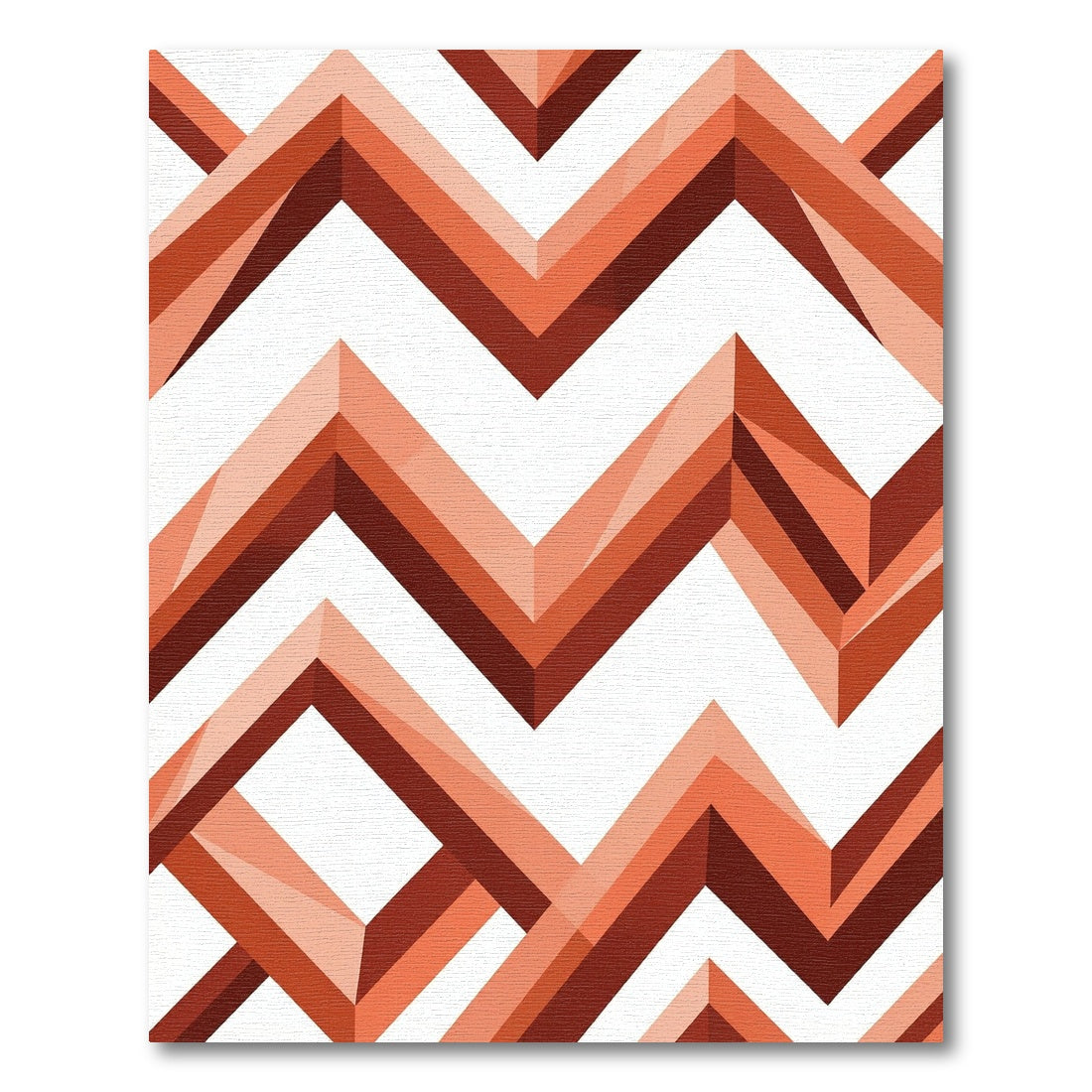 Modern Geometric Terracotta Zigzag Art Rug